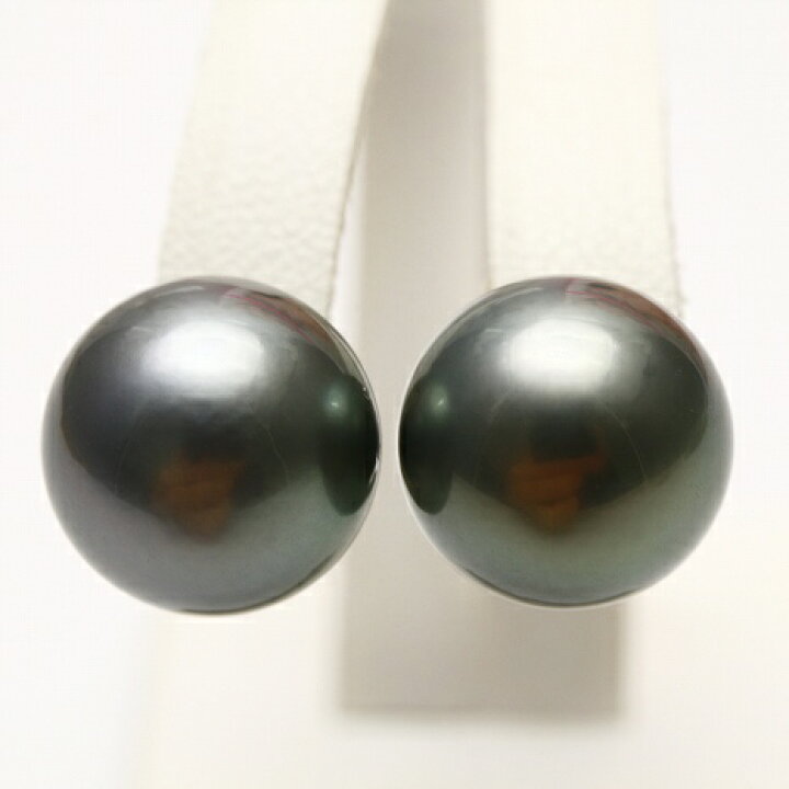 楽天市場】タヒチ黒蝶真珠パールピアス 12mm ブラックカラー K14WG製 