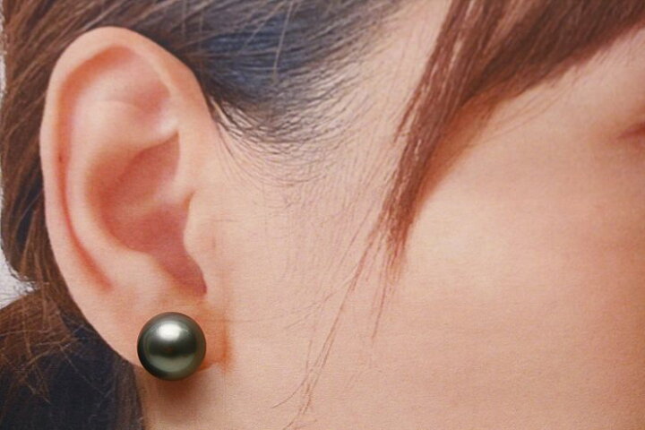 楽天市場】タヒチ黒蝶真珠パールピアス 12mm ブラックカラー K14WG製 