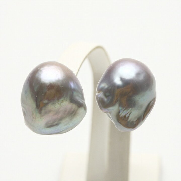楽天市場】淡水真珠パールピアス グレーカラー 15mm K14WG製 : 真珠倶楽部