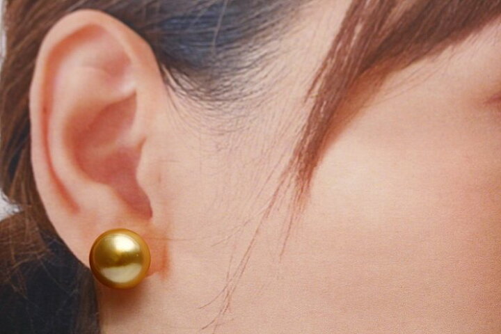 楽天市場】南洋白蝶真珠パールピアス 13mm ナチュラルゴールドカラー 