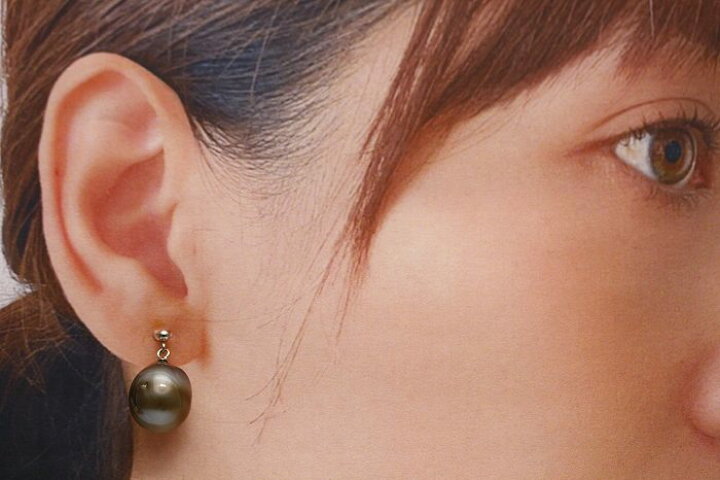 楽天市場】タヒチ黒蝶真珠パールピアス 12mm ブラックグレーカラー 