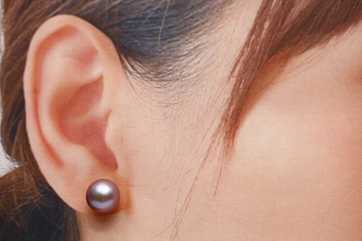 楽天市場】淡水真珠パールピアス 10mm パープルカラー K18製 : 真珠倶楽部
