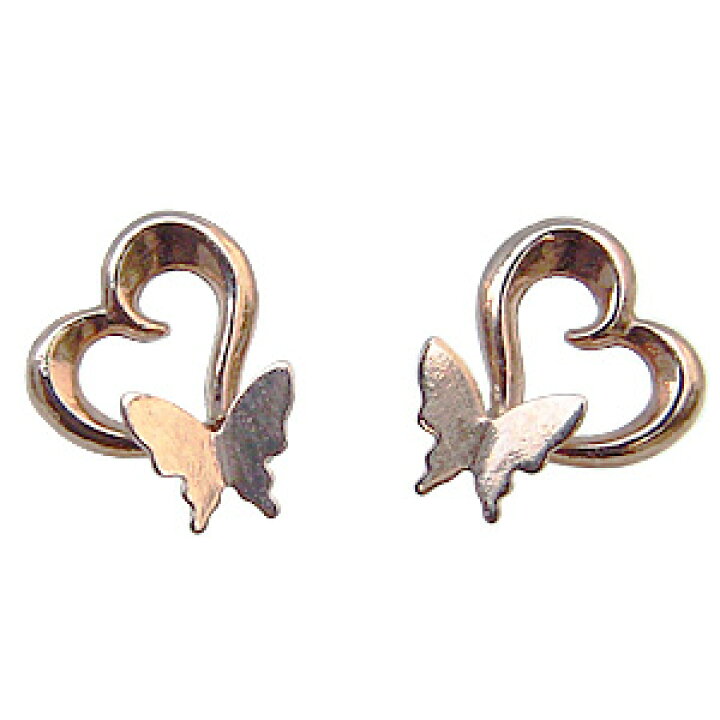 楽天市場】バタフライ ハート 地金ピアス 蝶モチーフピアス スタッド  