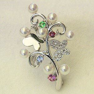 パール ブローチ フォーマル パール 真珠 あこや本真珠 ダイヤモンド パール 4mm k18 ホワイトゴールド 送料無料 アンティーク調 プレゼント ギフト ジュエリー ハロウィン