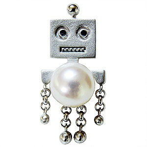 パール ブローチ パールブローチ ブローチ フォーマル ラペルピン ピンズ ロボット おもちゃ 真珠 あこや本真珠 8mm シルバー メンズ 男性用 送料無料 人気 おすすめ プレゼント ギフト ジュ