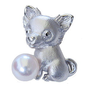 パール ブローチ パールブローチ ブローチ フォーマル 真珠 ピンズ あこや本真珠 7mm-7.5mm イヌ 犬 チワワ ブローチ 人気 おすすめ プレゼント ギフト ジュエリー ハロウィン