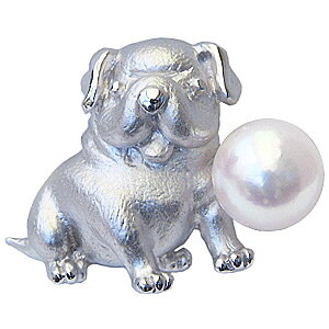 ブローチ パール あこや真珠 ピンブローチ ラペルピン シルバー パグ犬 男性用 ラペルピン 真珠ブローチ 人気 おすすめ カジュアル トレンド プレゼント ギフト ジュエリー ハロウィン