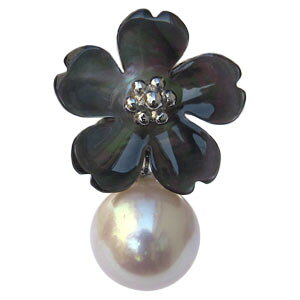 パール ブローチ パールブローチ フォーマル ブローチ パール 花 真珠パール あこや本真珠 直径9mm 黒蝶貝 花 フラワーモチーフ ピンブローチ ラペルピン 送料無料 おすすめ プレゼント ギフ