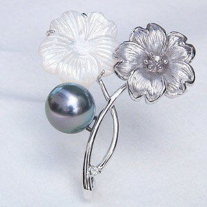 【ポイント10倍 10/27 9:59まで】パール ブローチ フォーマル 真珠 タヒチ黒蝶真珠 10mm ダイヤモンド 白蝶貝 k18 18k 18金 ホワイトゴールド 送料無料 プレゼント ギフト ジュエリー ハロウィン