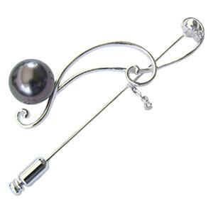 パール ブローチ パールブローチ ピンブローチ メンズブローチ フォーマル ラペルピン メンズ 真珠 黒真珠 男性用 シルバー 送料無料 アンティーク調 おすすめ プレゼント ギフト ジュエリ