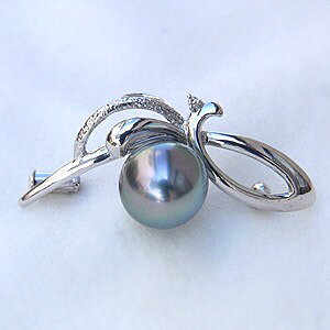 パール ブローチ 真珠ブローチ フォーマル タヒチ黒蝶真珠 南洋白蝶真珠 10mm ダイヤモンド k18 18k 18金 ホワイトゴールド 送料無料 プレゼント ギフト ジュエリー ハロウィン