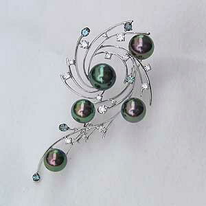 パール ブローチ パールブローチ ブローチ フォーマル 真珠 パール タヒチ黒蝶真珠 ダイヤモンド 10mm グリーン系 k18 ホワイトゴールド 送料無料 アンティーク調 人気 おすすめ プレゼント ギ
