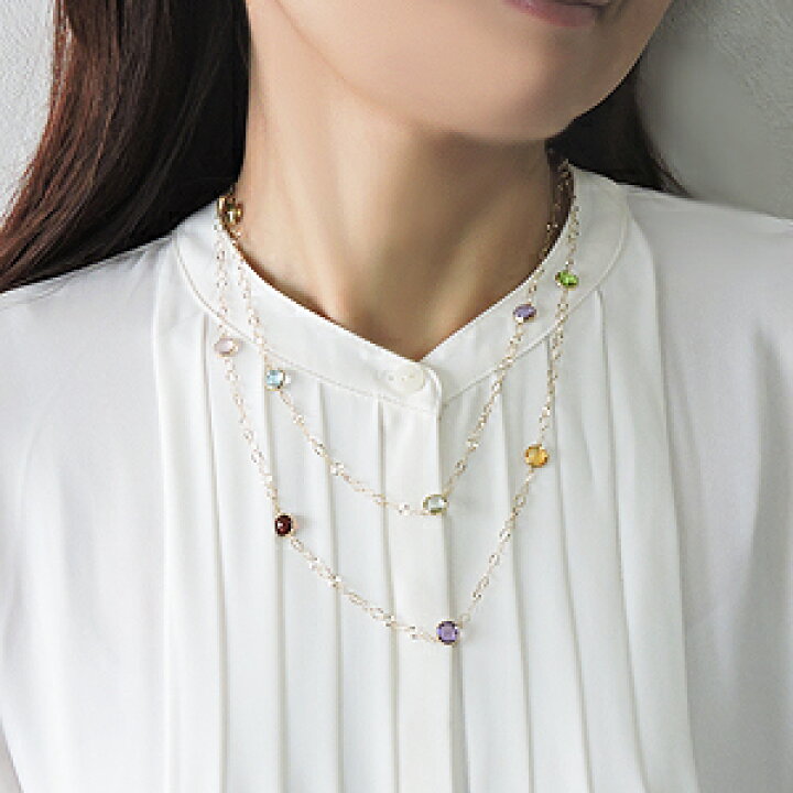 楽天市場】【10%OFF】k18 ロングネックレス ステーション レディース 