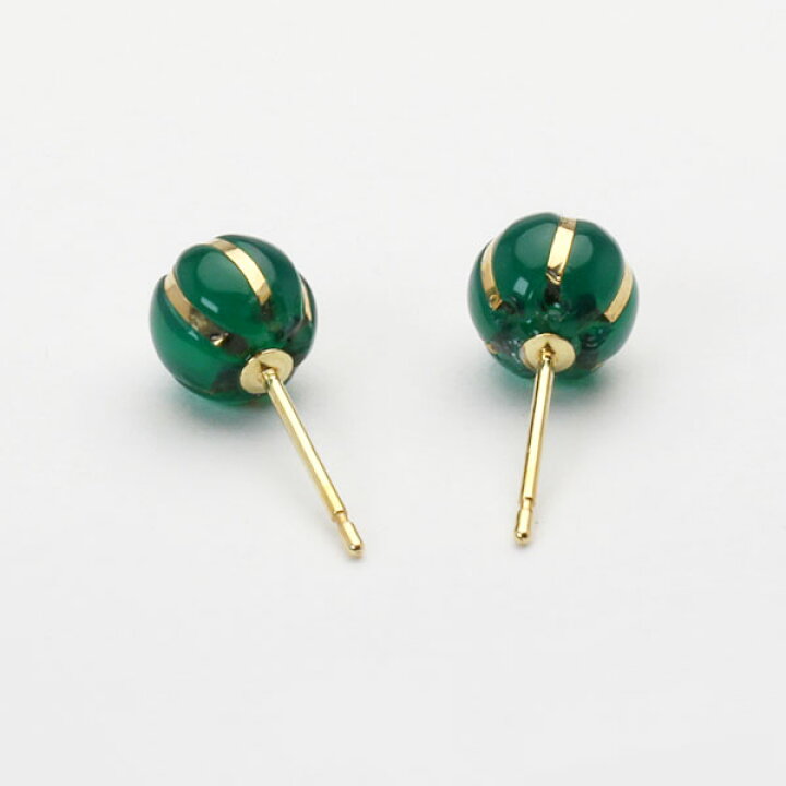 楽天市場】グリーンメノウ ピアス グリーン瑪瑙 スタッド k18 18k 18金 
