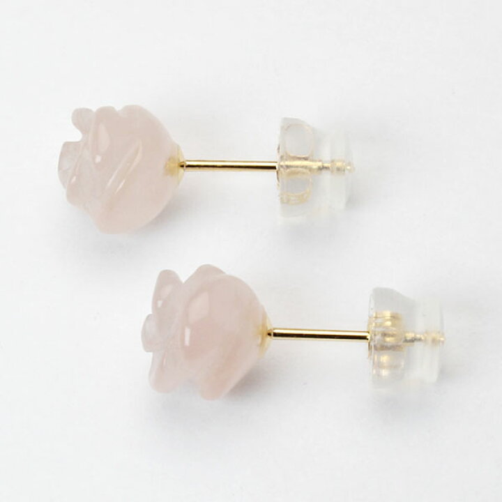 楽天市場】ローズクォーツ ピアス 薔薇 ローズ ばら バラ スタッド k18 