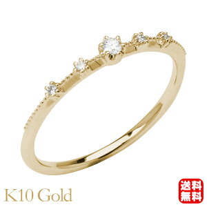 ダイヤモンド リング 10金 k10 10k イエローゴールド ダイヤ ピンキー シンプル 送料無料 レディース 普段使い カジュアル 4月誕生石 プレゼント ギフト ジュエリー ハロウィン