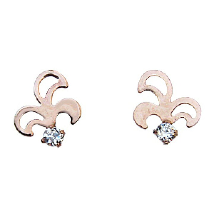 楽天市場】リーフモチーフピアス 一粒石 ダイヤモンド0.02ct スタッド 