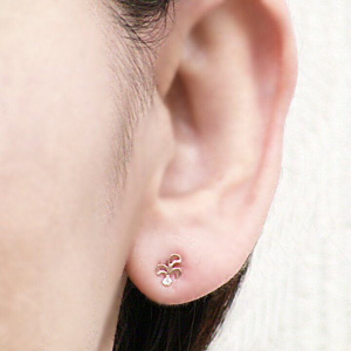 楽天市場】リーフモチーフピアス 一粒石 ダイヤモンド0.02ct スタッド 