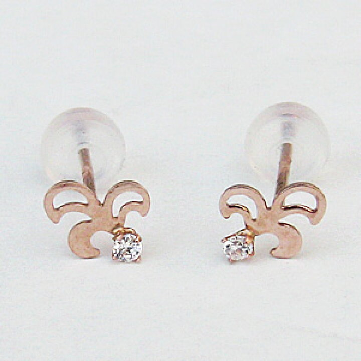 楽天市場】リーフモチーフピアス 一粒石 ダイヤモンド0.02ct スタッド 