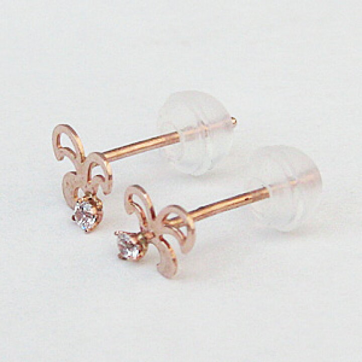 楽天市場】リーフモチーフピアス 一粒石 ダイヤモンド0.02ct スタッド 
