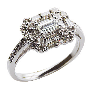 特価商品ダイヤモンドリング 婚約指輪 プラチナ エンゲージリング 指輪 ダイヤモンド 1.00ctアップ バケットカット ラウンドカット 送料無料 誕生日 人気 おすすめ ギフト プレゼント 自分買い ご褒美