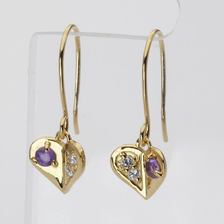 楽天市場】【10%OFF】ダイヤモンド ピアス アメジストピアス フック 