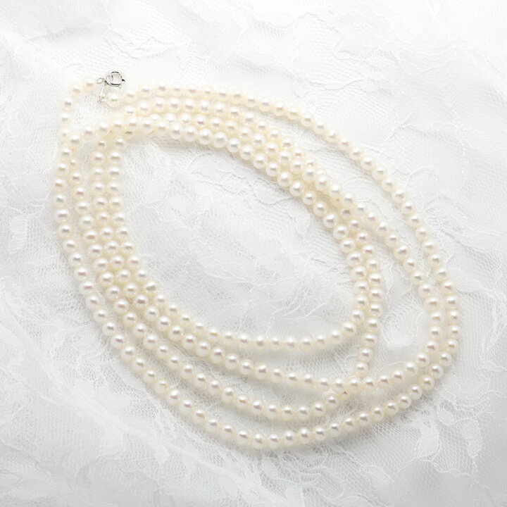 楽天市場】パール ロング ネックレス 2連 3連 淡水真珠 5mm 5.5mm 