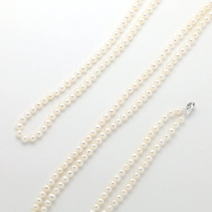 楽天市場】パール ロング ネックレス 2連 3連 淡水真珠 5mm 5.5mm 