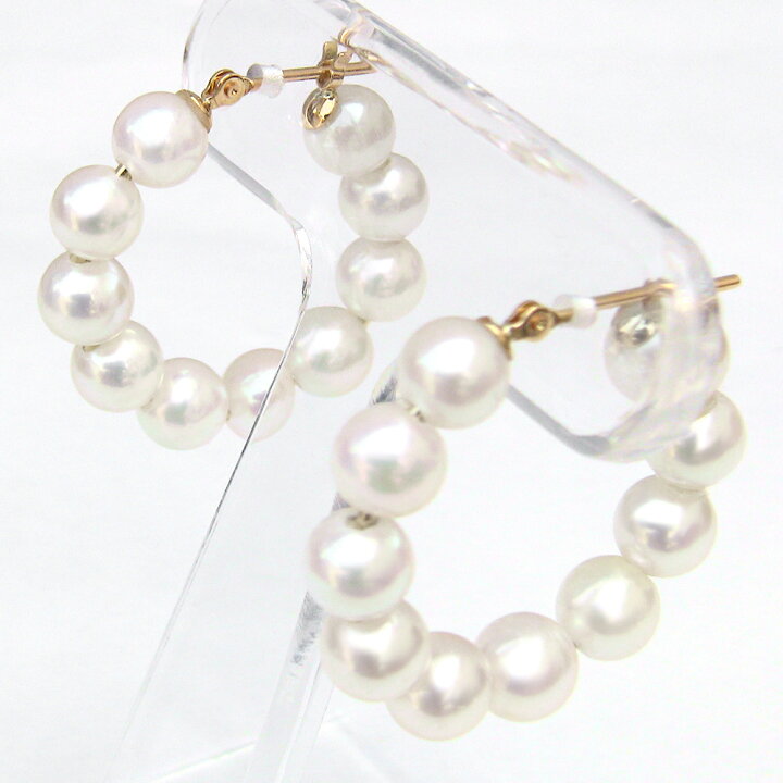 楽天市場】【ポイント10倍】k18 フープピアス パール 本真珠 あこや  