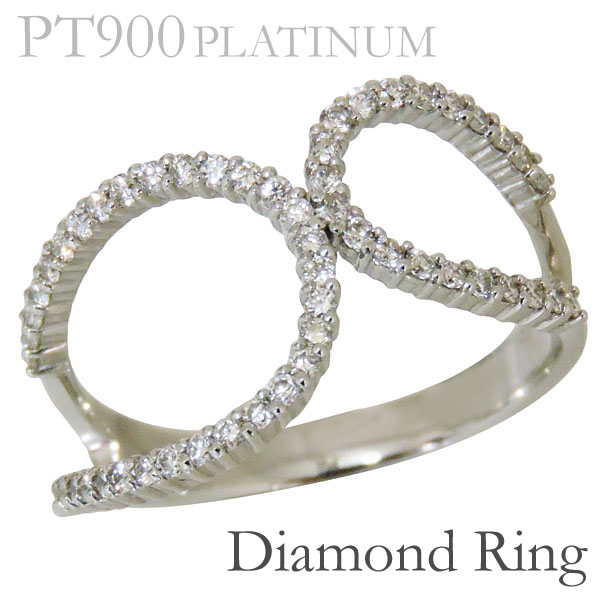 リング ダブルループ型 ダイヤモンド pt900プラチナ レディース 人気 おすすめ カジュアル トレンド ギフト プレゼント 自分買い ご褒美
