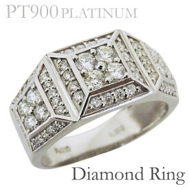 リング 印台型 パヴェ62石 ダイヤモンド pt900プラチナ メンズ 人気 おすすめ カジュアル トレンド 父の日 プレゼント ギフト 自分買い