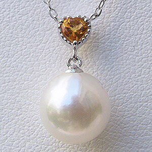 ハート 真珠 パール ネックレス ペンダント あこや本真珠 ハート 11月誕生石 シトリン 送料無料 人気 おすすめ カジュアル トレンド プレゼント ギフト ジュエリー ハロウィン