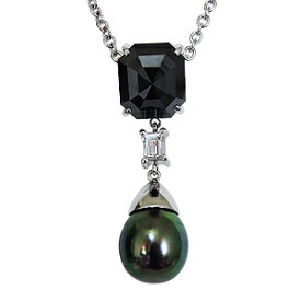 【ポイント10倍中】パール 真珠 ペンダント ネックレス ブラックパール 黒真珠 タヒチ黒蝶真珠 10mm ダイヤモンド ブラックダイヤモンド k18 ホワイトゴールド 品質保証書付 即日発送 プレゼント ギフト ジュエリー クリスマス