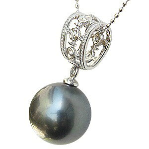 パール ペンダントトップ ダイヤ ネックレスペンダント 黒真珠パール k18ホワイトゴールドネックレス ダイヤモンド 人気 おすすめ カジュアル トレンド プレゼント ギフト ジュエリー ハロ