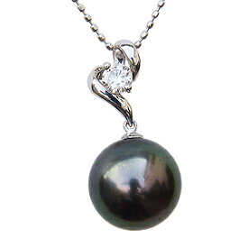 【ポイント10倍中】k18 パール ネックレス 普段使い ブラックパール 黒真珠 10mm タヒチ黒蝶真珠 ダイヤモンド 一粒ダイヤ 18金 18k ホワイトゴールド レディース カジュアル 人気 プレゼント ギフト ジュエリー クリスマス