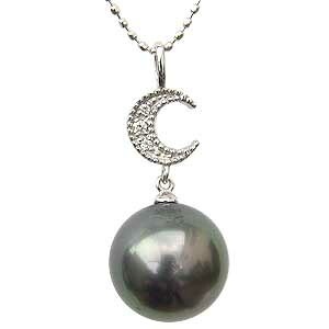 ペンダントトップ ダイヤ ネックレスペンダント 黒真珠パール pt900 プラチナ 月 ダイヤモンド 人気 おすすめ カジュアル トレンド プレゼント ギフト ジュエリー ハロウィン
