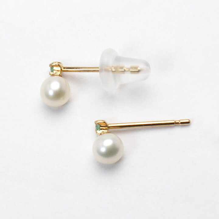 楽天市場】【10%OFF】パール ピアス エメラルド 真珠 k10 10k 10金 