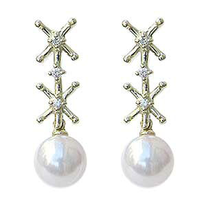 パール ピアス 18金 18k 18k 普段使い 真珠 真珠 アコヤ あこや ダイヤモンド k18 ゴールド ペア 星 ぶら下がり ゆれる 揺れる 送料無料 人気 おすすめ カジュアル プレゼント ギフト ジュエリー