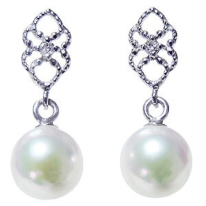 パール ピアス 18金 18k 18k 可愛いデザインの あこや本真珠 k18 ダイヤモンド シリコンダブルロックキャッチ付 ホワイトゴールド ペア 真珠 ぶら下がり ゆれる 揺れる 送料無料 プレゼント ギ