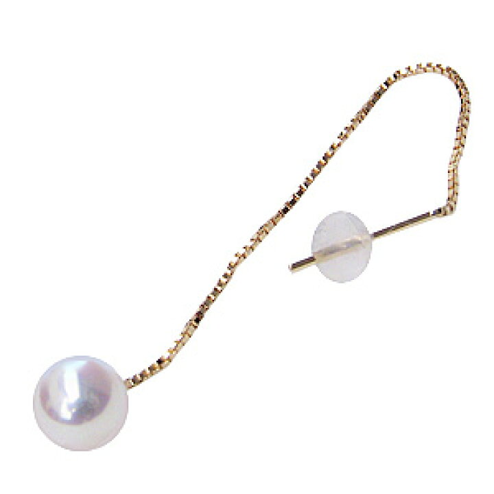 楽天市場】パール ピアス ロング チェーン 片耳用 18金 18k 18k 