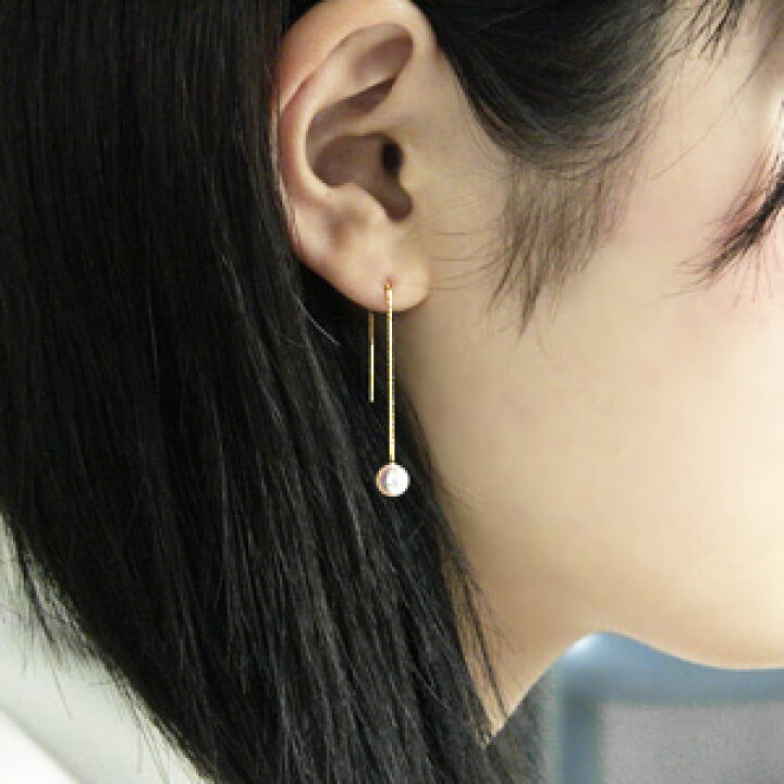 楽天市場】パール ピアス ロング チェーン 片耳用 18金 18k 18k 