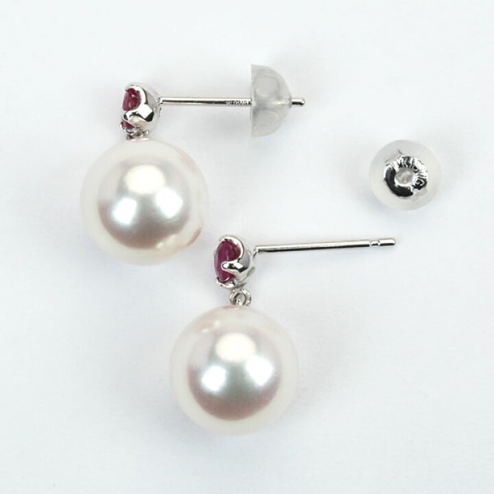 楽天市場】【ポイント10倍】パール ピアス ルビー 18金 18k 18k 