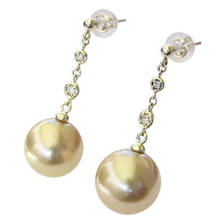 楽天市場】パール ピアス 18金 18k 18k 真珠 真珠 ゴールデン 南洋白蝶  