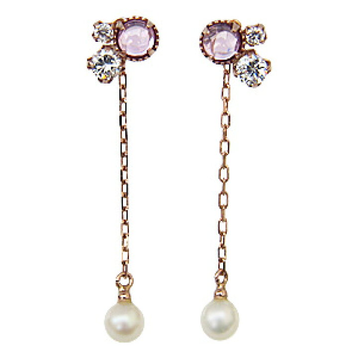 楽天市場】【10%OFF】パール ピアス 18金 18k 18k 淡水真珠 アメジスト 