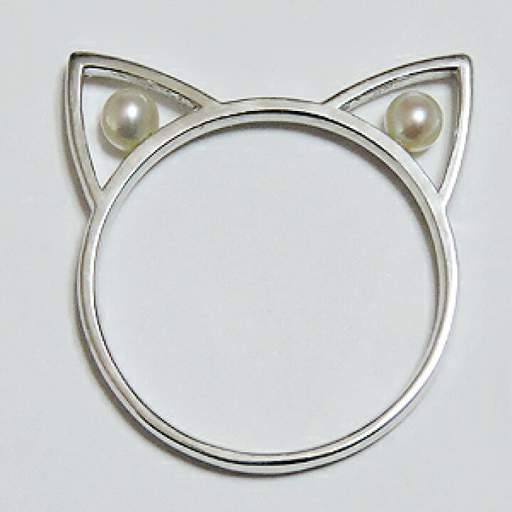 楽天市場】【10%OFF】パール リング k18 18k 18金 真珠 ネコモチーフ 