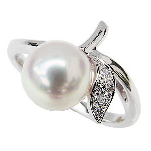 【ポイント10倍 10/27 9:59まで】パール リング プラチナ pt900 真珠指輪 本真珠 あこや アコヤ 8mm ダイヤモンド 送料無料 レディース 普段使い カジュアル プレゼント ギフト ジュエリー ハロウ