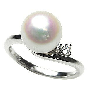 【ポイント10倍 10/27 9:59まで】パール リング プラチナ pt900 真珠指輪 本真珠 あこや アコヤ 9mm ダイヤモンド レディース 冠婚葬祭 フォーマル カジュアル 普段使い プレゼント ギフト ジュエ