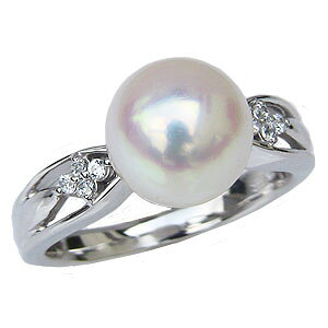 パール リング レディース 真珠指輪 あこや アコヤ 本真珠 ダイヤモンド 18金 k18 18k ホワイトゴールド 冠婚葬祭 フォーマル 普段使い カジュアル 送料無料 プレゼント ギフト ジュエリー ハロ