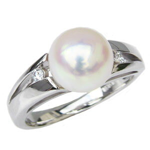 【ポイント10倍 10/27 9:59まで】パール リング 真珠指輪 レディース あこや アコヤ 本真珠 ダイヤモンド k18 18k 18金 ホワイトゴールド 冠婚葬祭 フォーマル 普段使い カジュアル 送料無料 プレ
