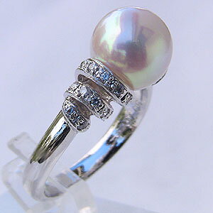 パール リング k18 18k 18金 ホワイトゴールド あこや 本真珠 9mm ダイヤモンド 0.25ct 真珠指輪 レディース 冠婚葬祭 フォーマル 普段使い おすすめ カジュアル プレゼント ギフト ジュエリー ハ